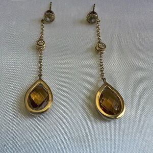 Gorgeous 14k orange citrine, and diamond dangle earrings.